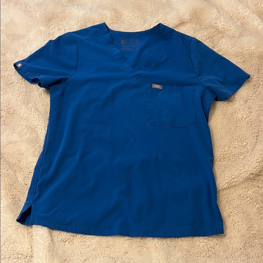 Figs Royal Blue V-Neck Scrub Top